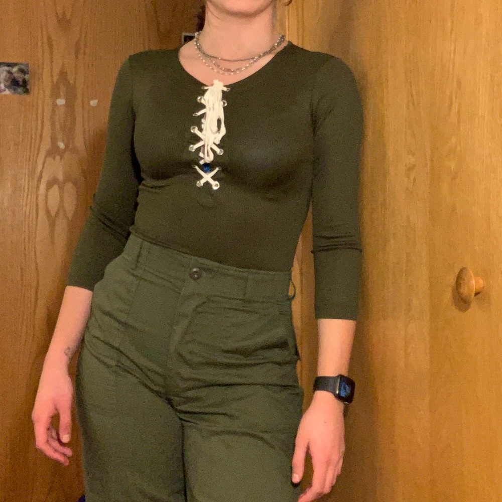 Lace up Forest Green Bodysuit